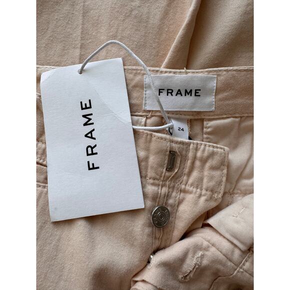New FRAME Washed Nude Pink Cotton Le Tomboy Trousers Size 24 - Picture 7 of 8